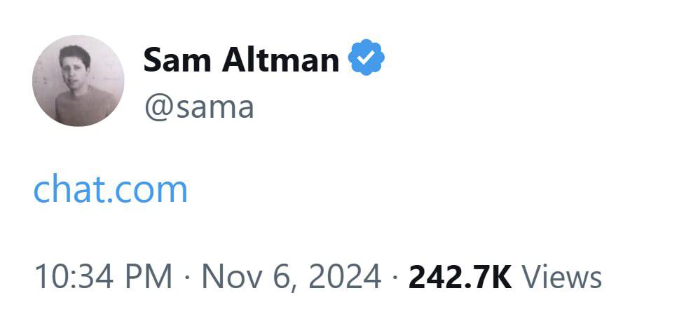 Sam Altman Announces ChatGPT via Chat.com